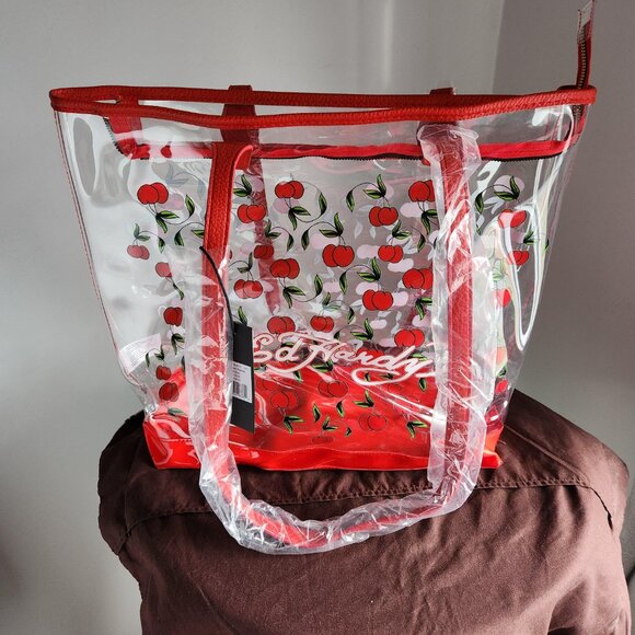 Ed Hardy Clear, Large Two Sided Cherry Print Tote, NWT - Picture 6 of 10
